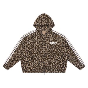 “HAPPY” Unisex Leopard Full Zip Hoodie
