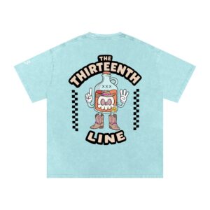 “SHERIFF BOTTLE BRAIN”Snow Washed Oversized Cotton T-Shirt