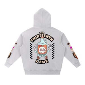 “ OHM BOTTLE BRAIN” Snow Wash Fleece Oversize Hoodie