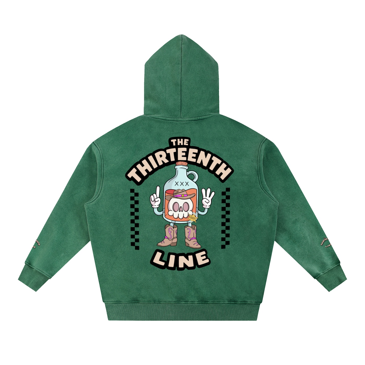“SHERIFF BOTTLE BRAIN” Snow Wash Fleece Oversize Hoodie - Image 14