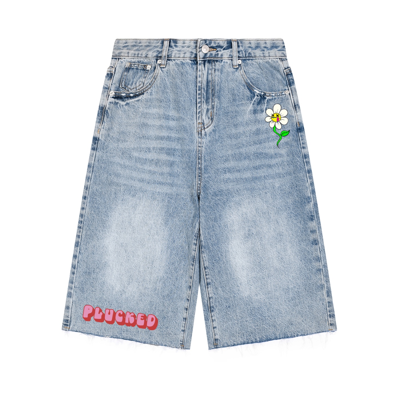 “PLUCKED” Men’s Vintage Wide Leg Denim Shorts - Image 3