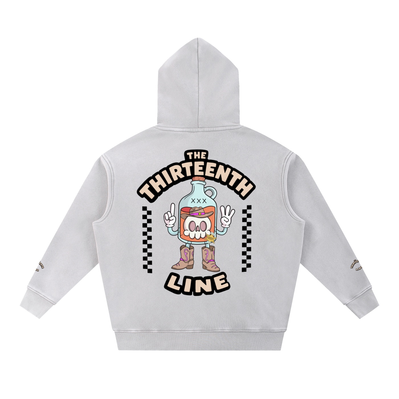 “SHERIFF BOTTLE BRAIN” Snow Wash Fleece Oversize Hoodie - Image 6