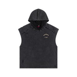 “BOTTLE BRAIN” Snow Washed Boxy Hooded Tank Top