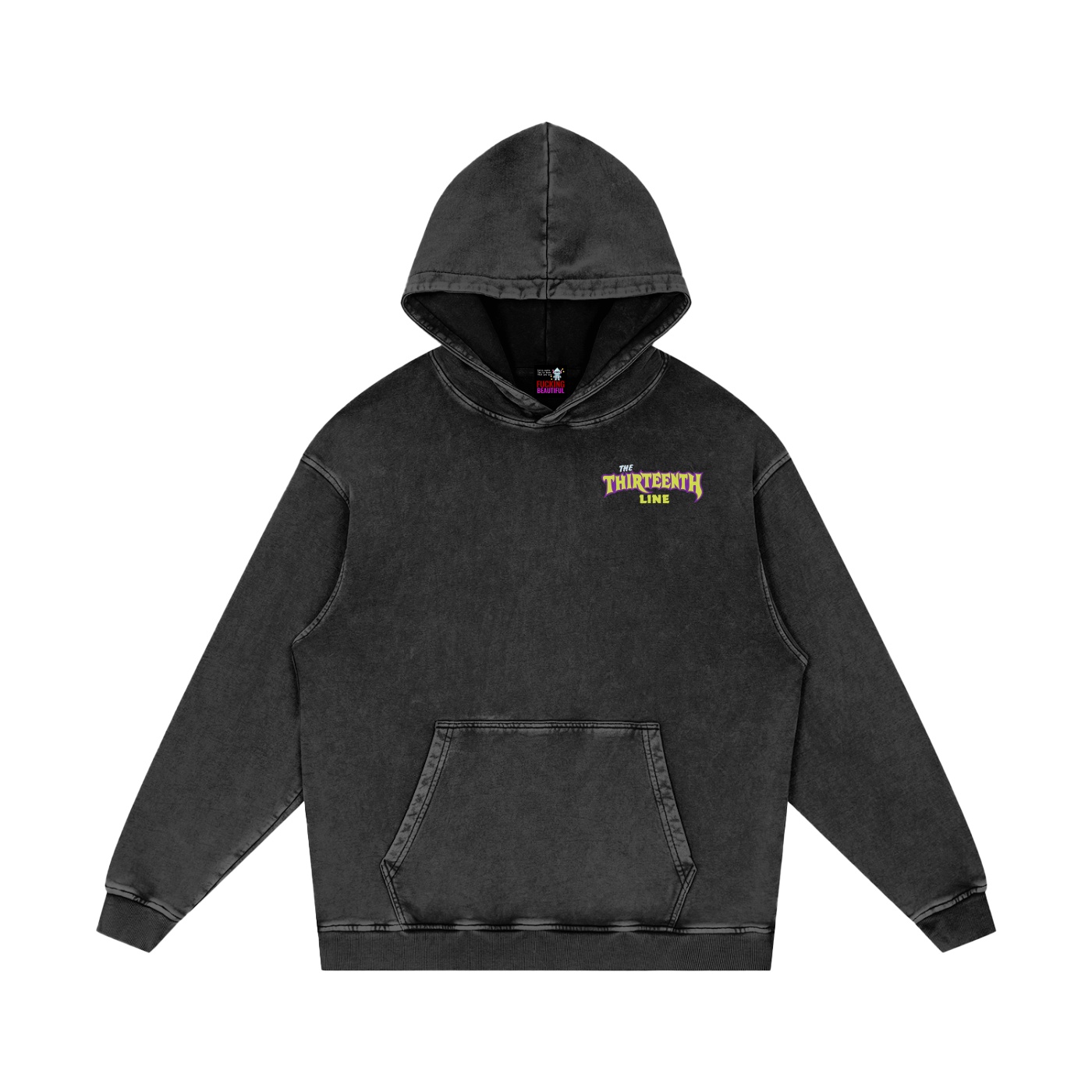 “13 IN MY POCKET” Snow Washed Loose Cotton Hoodie - Image 4