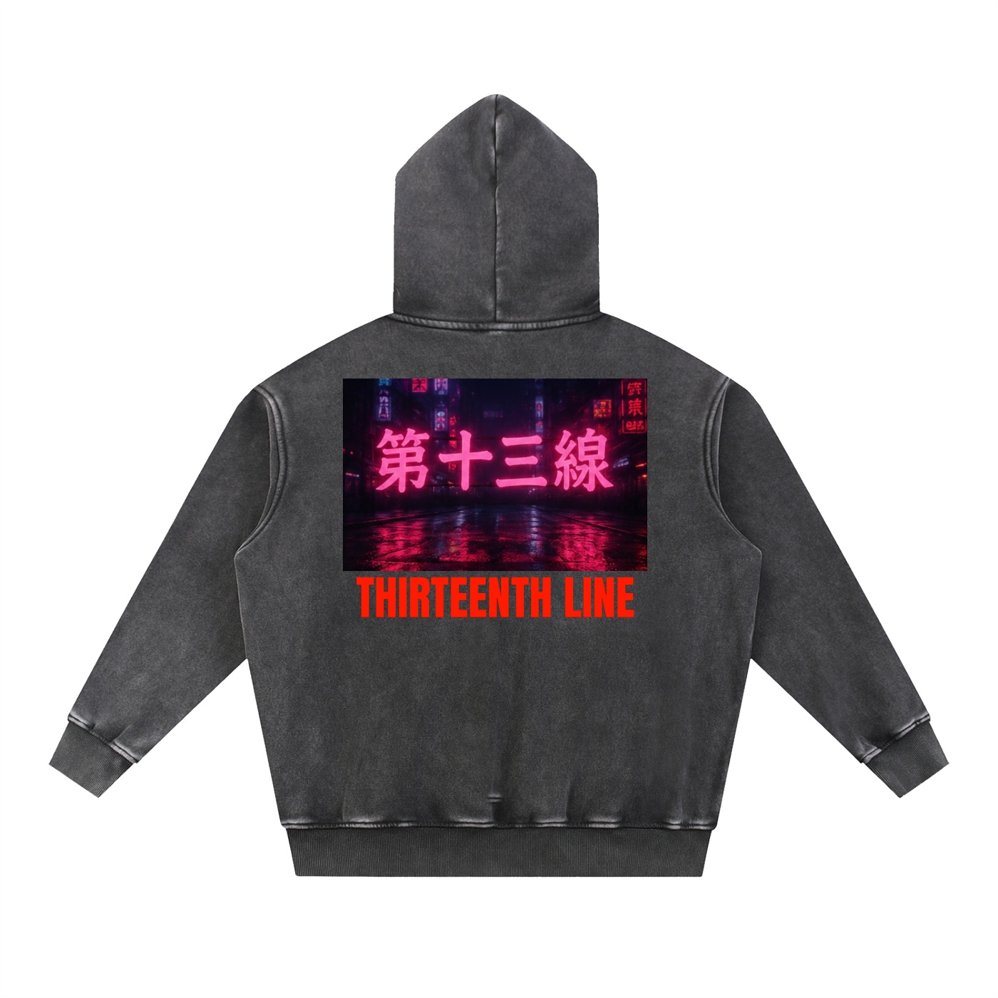 “NEON SIMON” Snow Wash Fleece Oversize Hoodie - Image 2