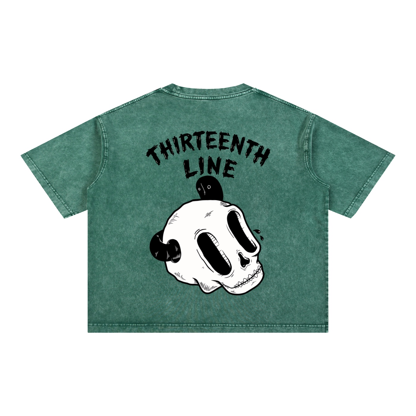 “SKULL WORM” Mineral Wash Boxy Cotton T-Shirt - Image 12