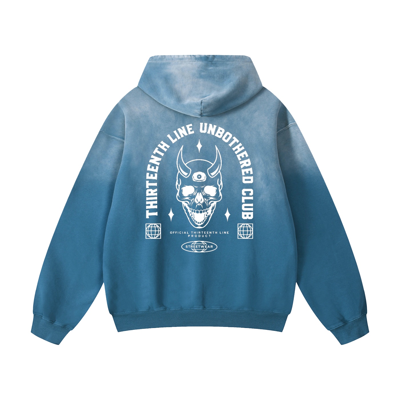 “UNBOTHERED CLUB SKULL”Heavyweight Sunfade Oversized Hoodie - Image 8