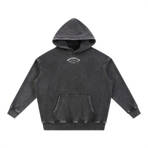 “UNBOTHERED CLUB SKULL”Snow Wash Fleece Oversize Hoodie
