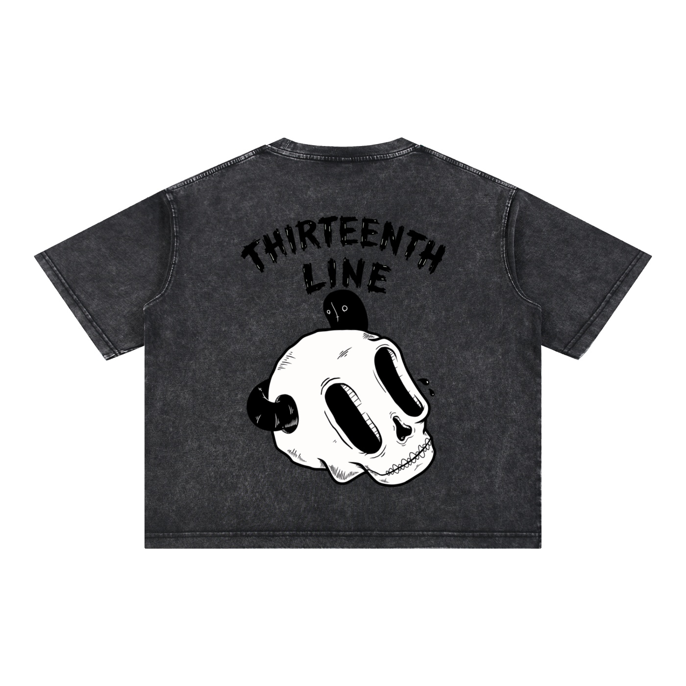 “SKULL WORM” Mineral Wash Boxy Cotton T-Shirt - Image 2