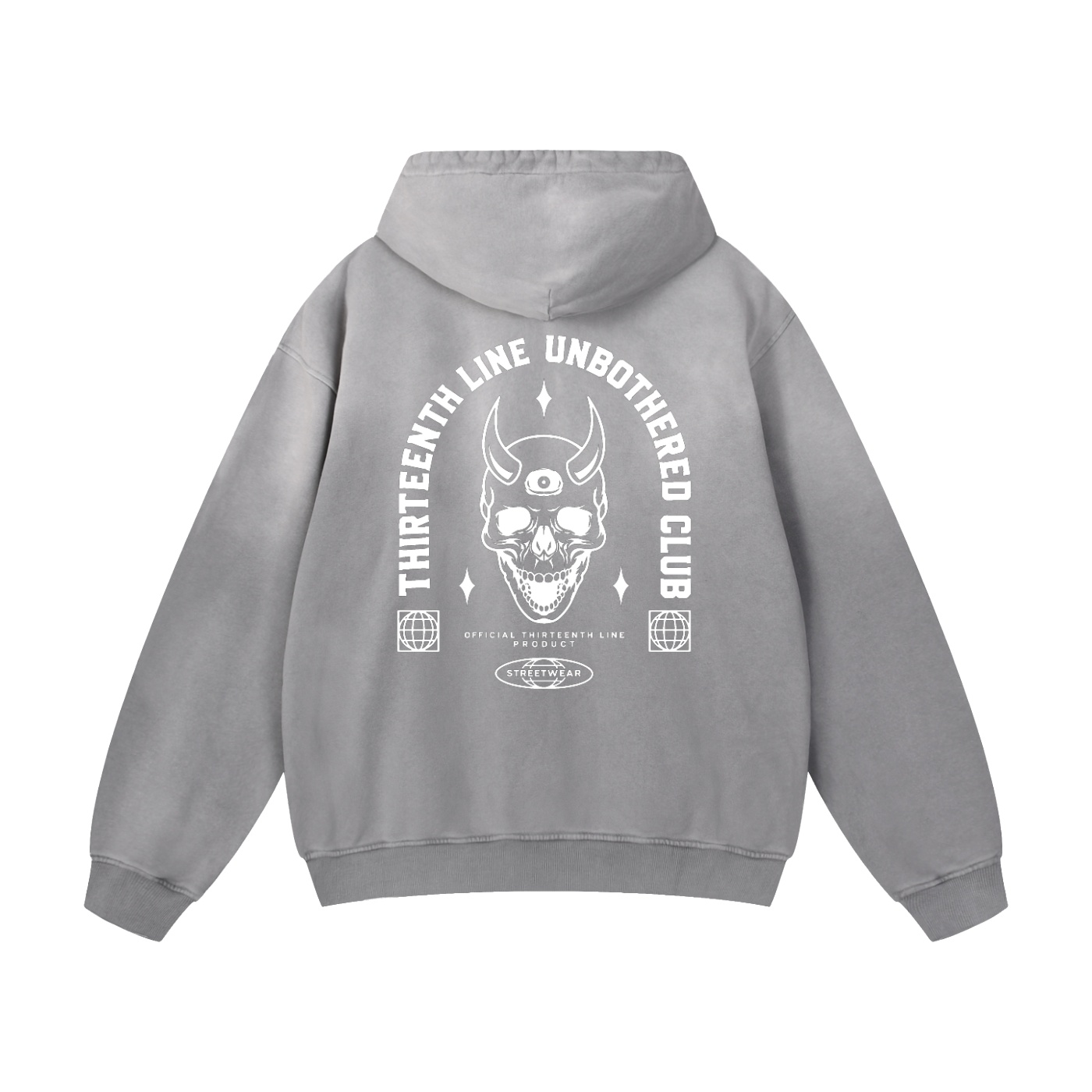 “UNBOTHERED CLUB SKULL”Heavyweight Sunfade Oversized Hoodie - Image 4
