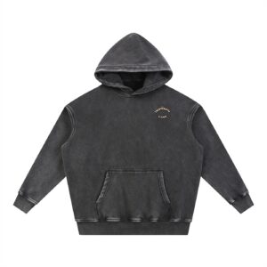 “SHERIFF BOTTLE BRAIN”Snow Wash Fleece Oversize Hoodie
