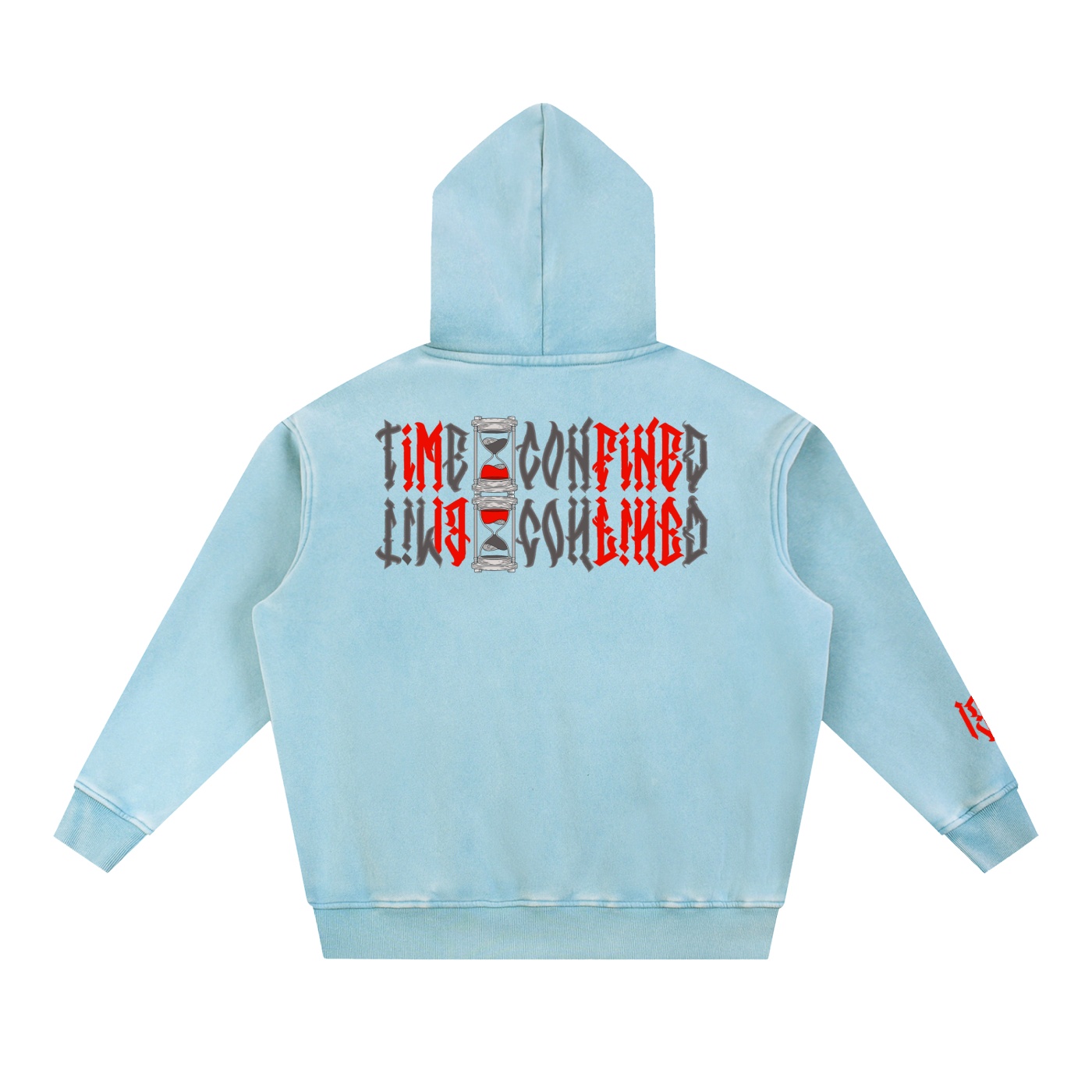 “TIME CONFINED” Snow Wash Fleece Oversize Hoodie - Image 8