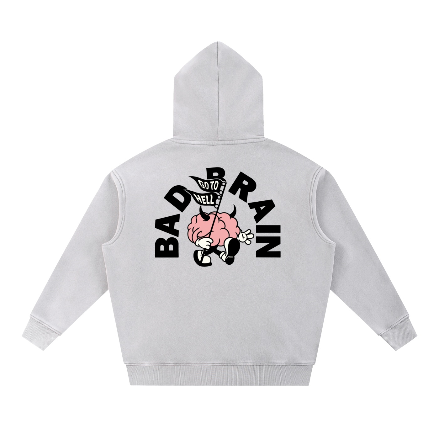 “BAD BRAIN”Snow Wash Fleece Oversize Hoodie - Image 4