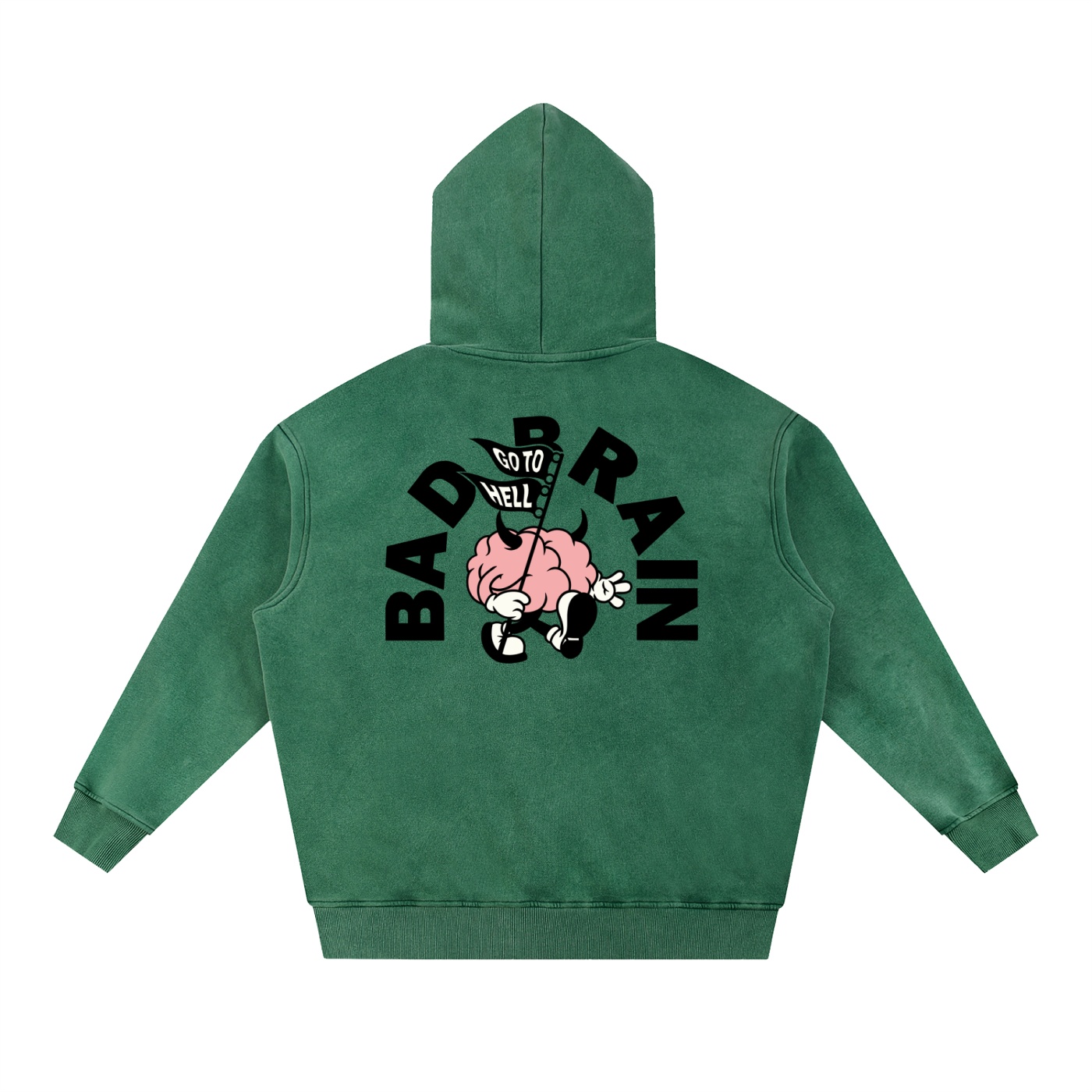 “BAD BRAIN”Snow Wash Fleece Oversize Hoodie - Image 12