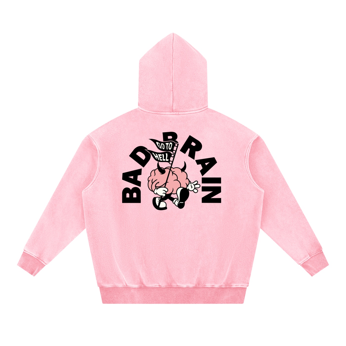 “BAD BRAIN”Snow Wash Fleece Oversize Hoodie - Image 16
