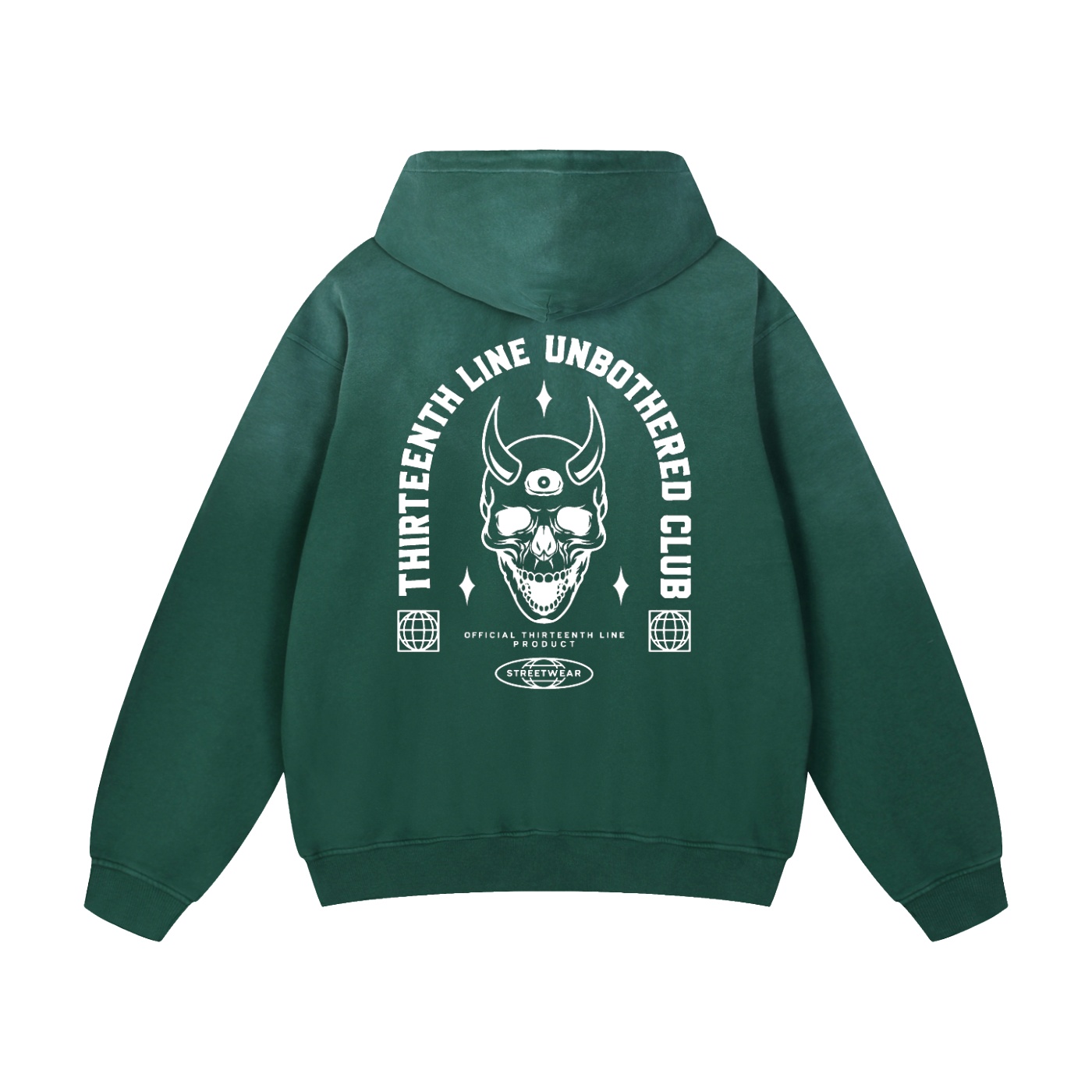 “UNBOTHERED CLUB SKULL”Heavyweight Sunfade Oversized Hoodie - Image 10