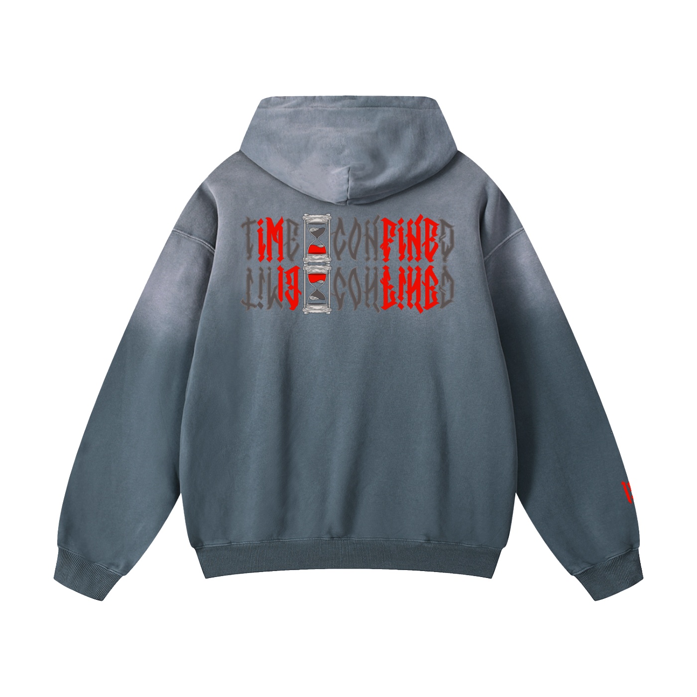 “TIME CONFINED” Heavyweight Sunfade Oversized Hoodie - Image 12