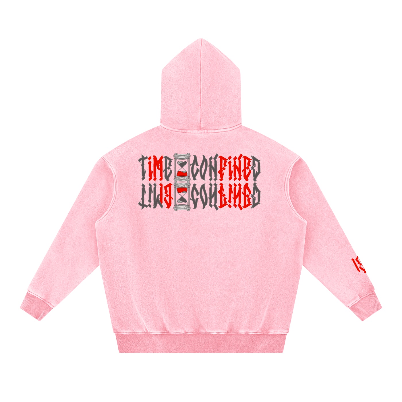 “TIME CONFINED” Snow Wash Fleece Oversize Hoodie - Image 18