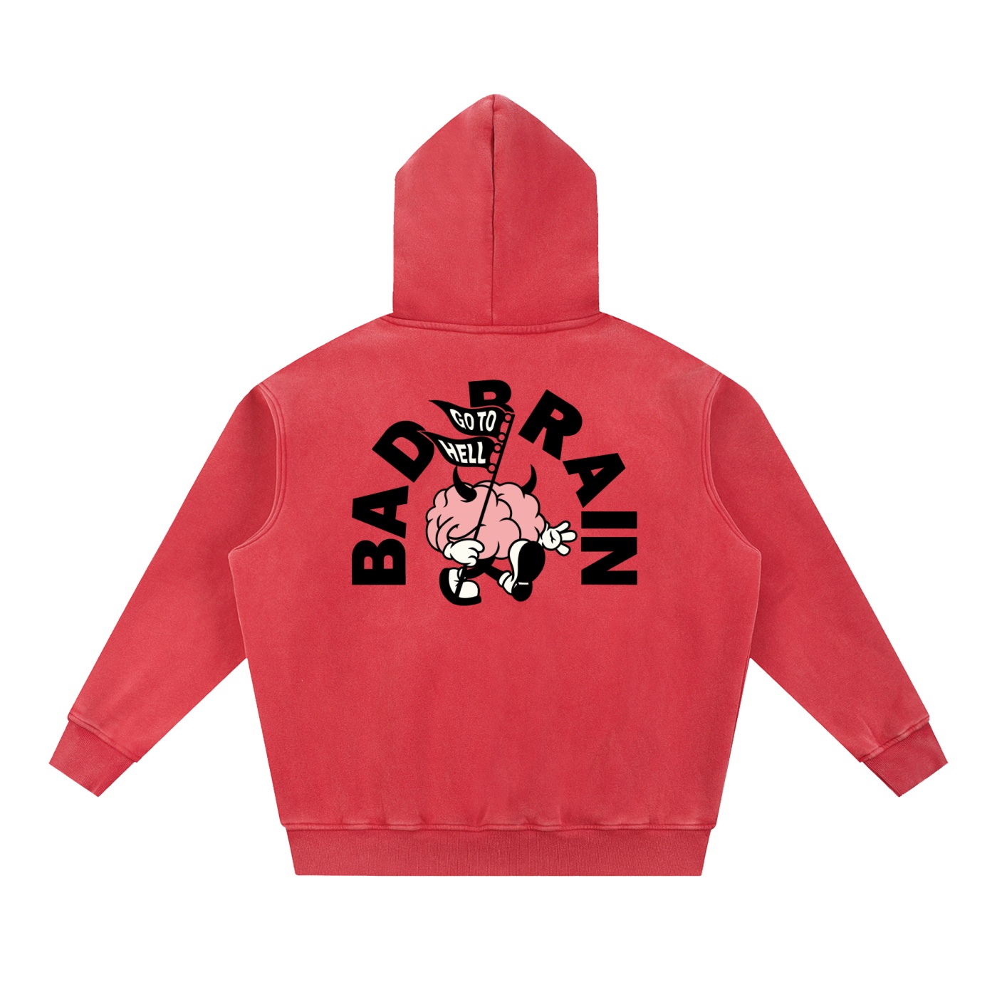 “BAD BRAIN”Snow Wash Fleece Oversize Hoodie - Image 10