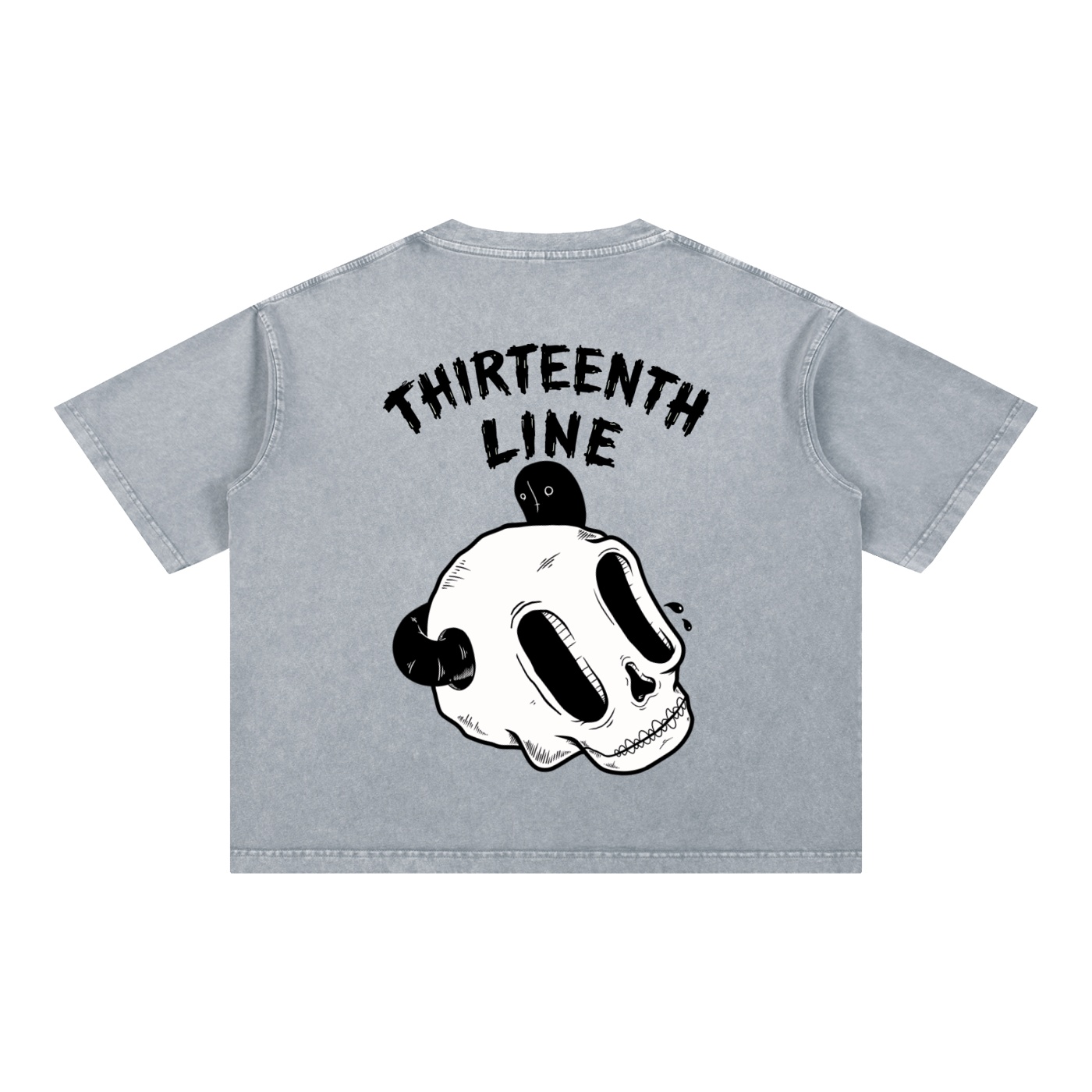 “SKULL WORM” Mineral Wash Boxy Cotton T-Shirt - Image 4