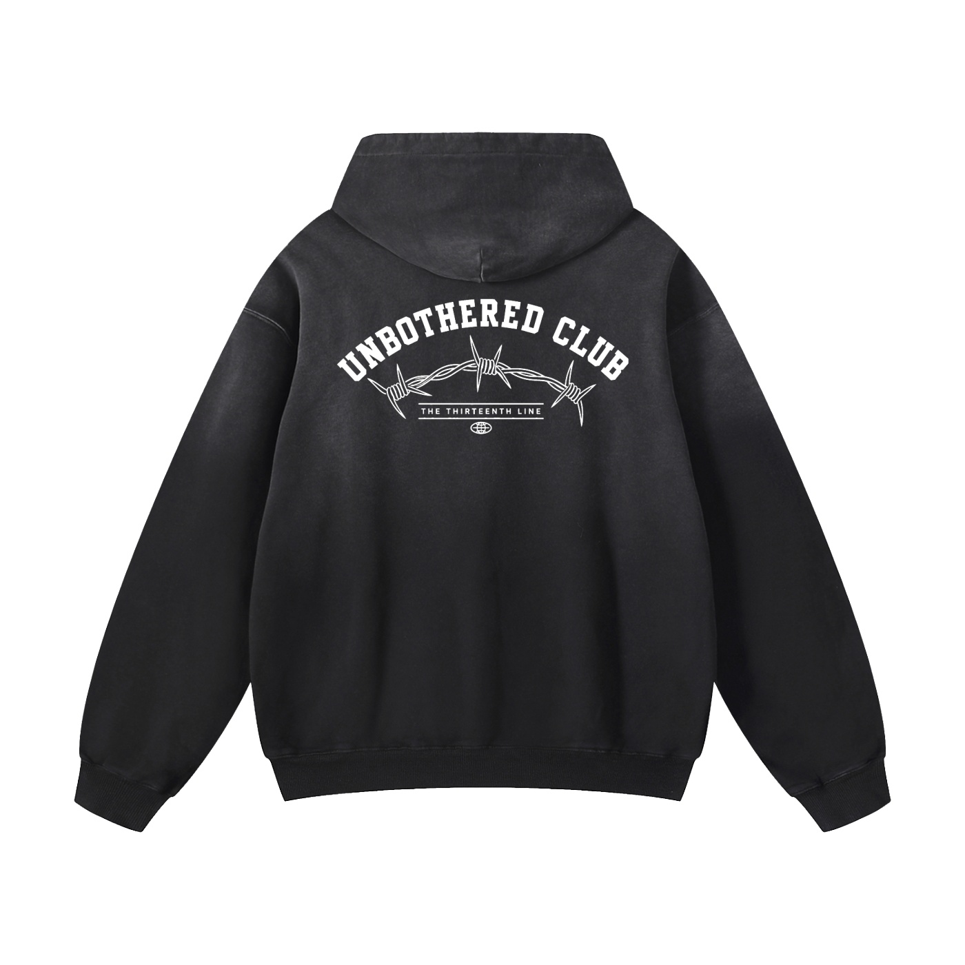 “UNBOTHERED CLUB BARB”Heavyweight Sunfade Oversized Hoodie - Image 2