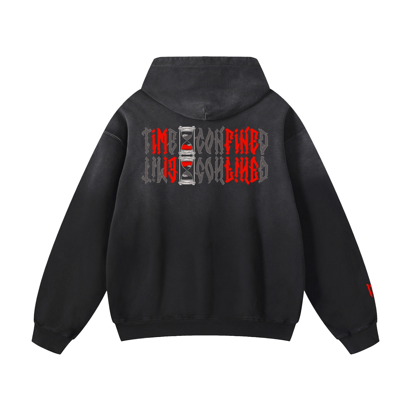 “TIME CONFINED” Heavyweight Sunfade Oversized Hoodie - Image 2