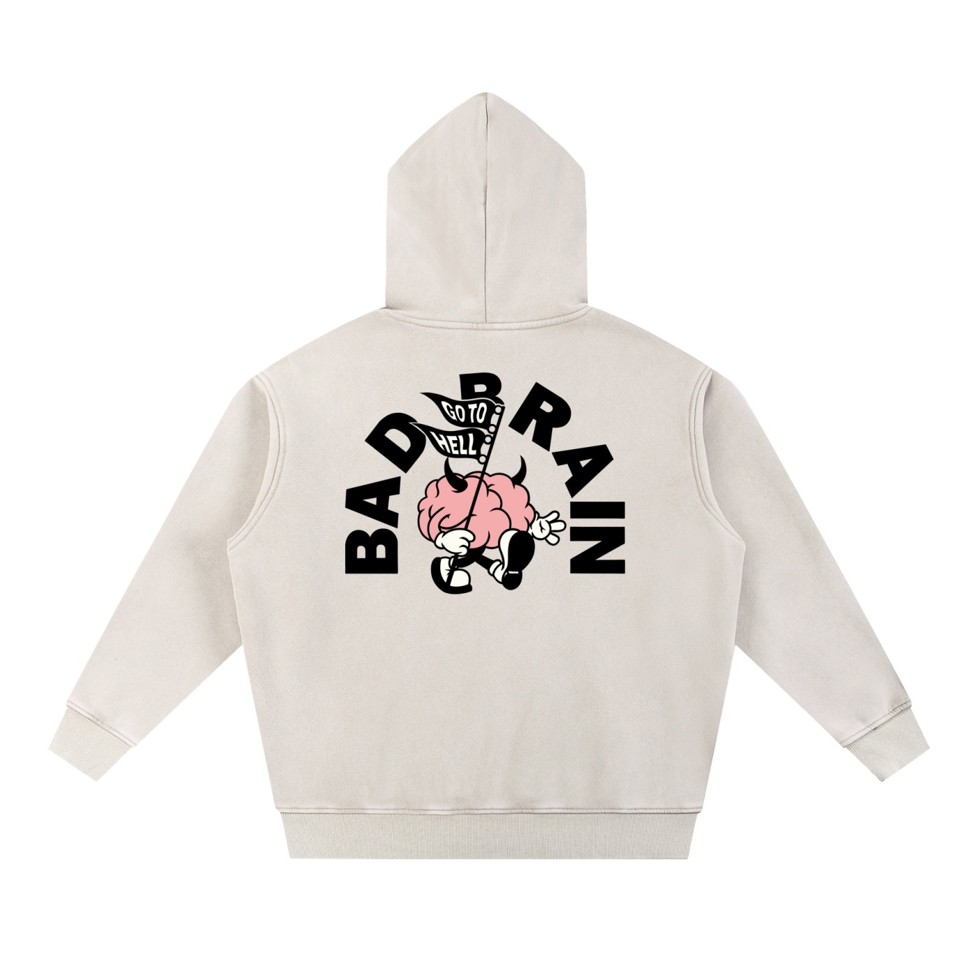“BAD BRAIN”Snow Wash Fleece Oversize Hoodie - Image 2