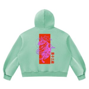 “TIGER SUN” Unisex Vintage Wash Boxy Fleece Hoodie