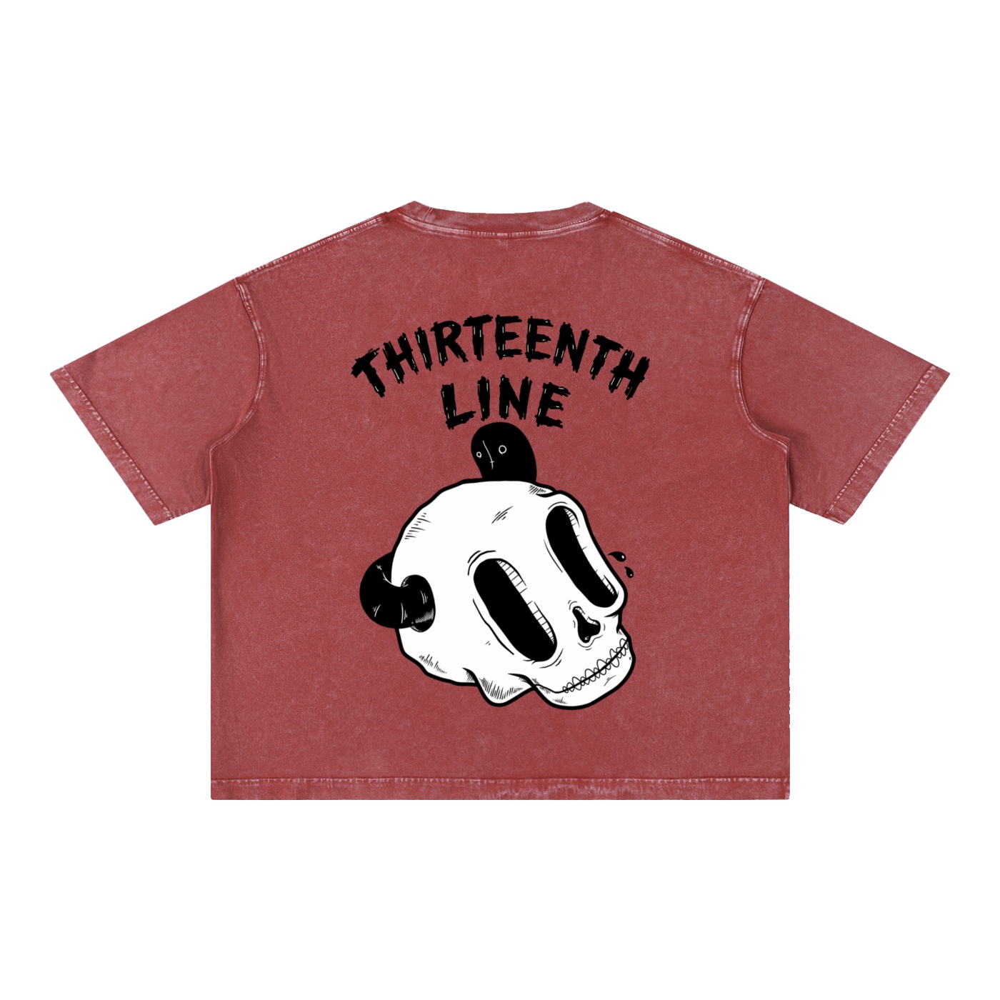 “SKULL WORM” Mineral Wash Boxy Cotton T-Shirt - Image 22