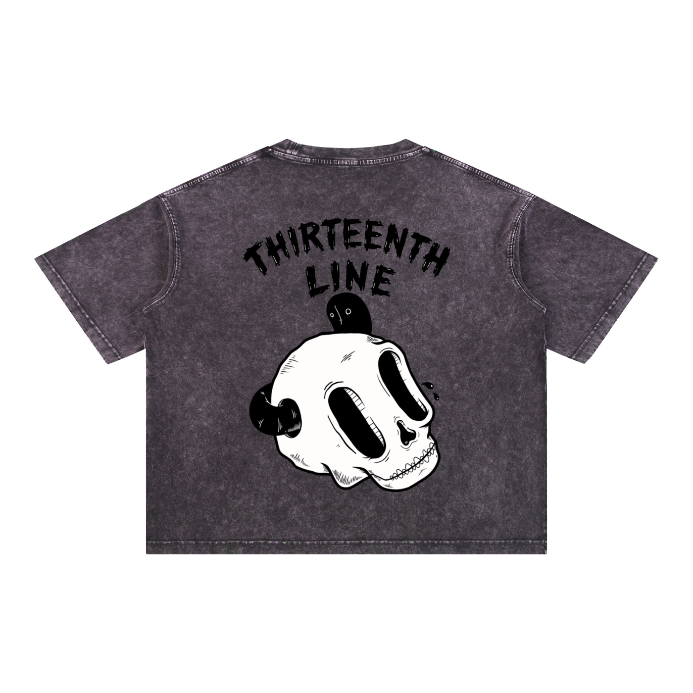 “SKULL WORM” Mineral Wash Boxy Cotton T-Shirt - Image 14