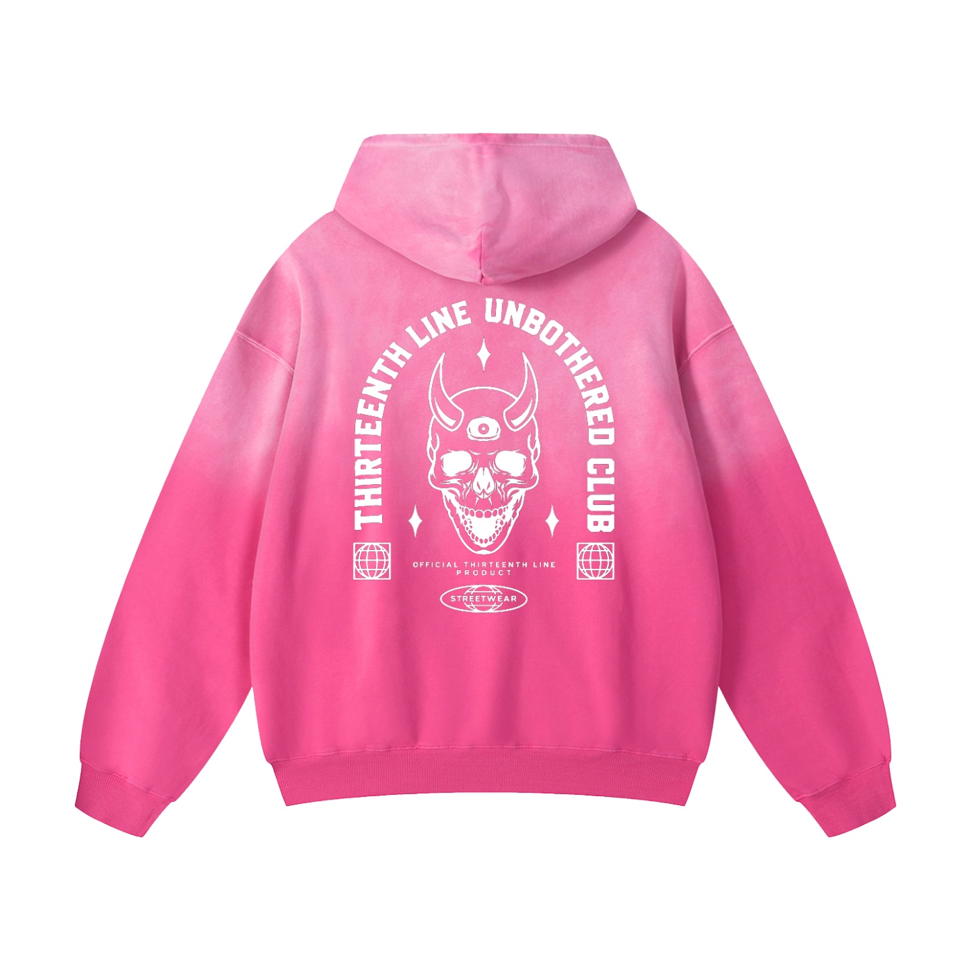 “UNBOTHERED CLUB SKULL”Heavyweight Sunfade Oversized Hoodie - Image 6