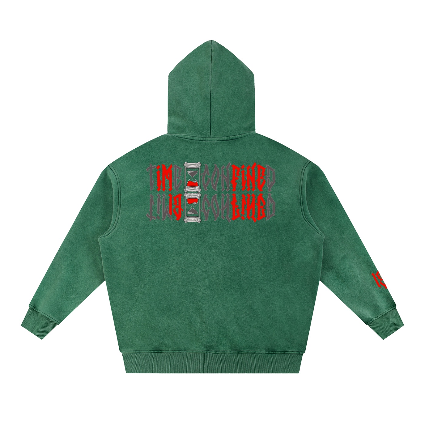 “TIME CONFINED” Snow Wash Fleece Oversize Hoodie - Image 14