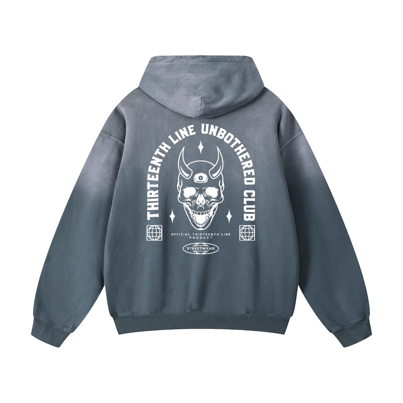 “UNBOTHERED CLUB SKULL”Heavyweight Sunfade Oversized Hoodie - Image 12