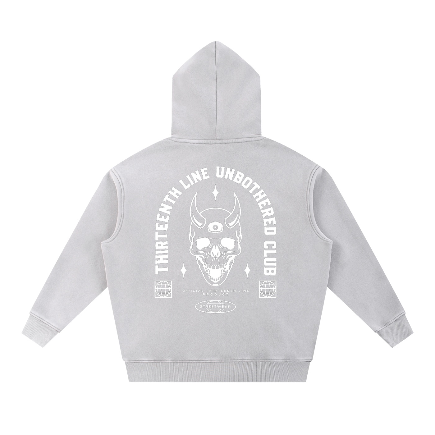 “UNBOTHERED CLUB SKULL”Snow Wash Fleece Oversize Hoodie - Image 6