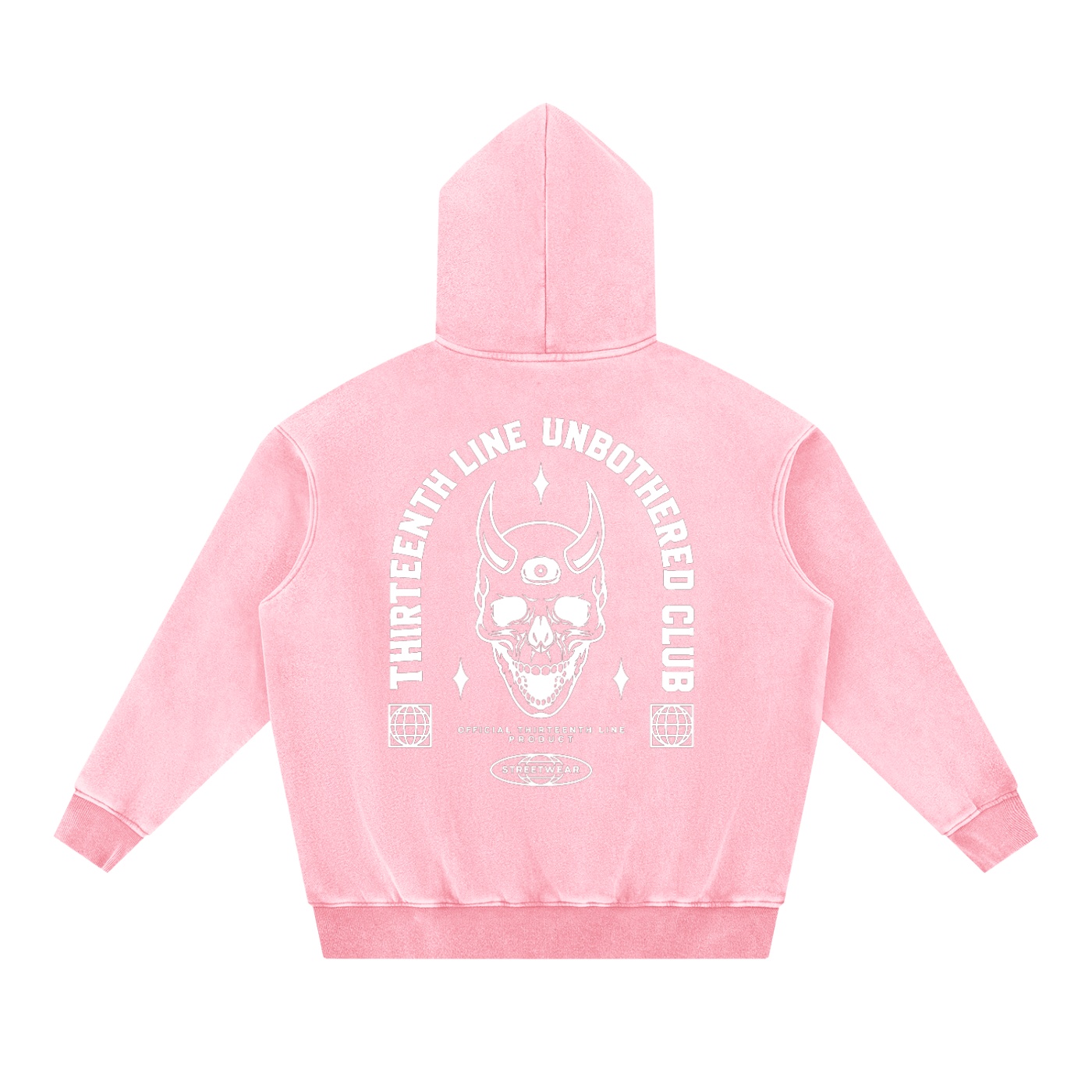 “UNBOTHERED CLUB SKULL”Snow Wash Fleece Oversize Hoodie - Image 18