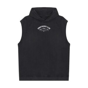 “UNBOTHERED CLUB SKULL”Snow Washed Sleeveless Hoodie