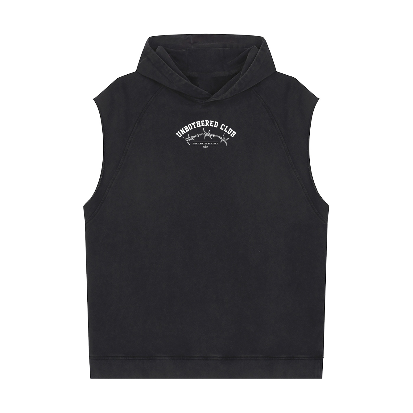 “UNBOTHERED CLUB SKULL”Snow Washed Sleeveless Hoodie