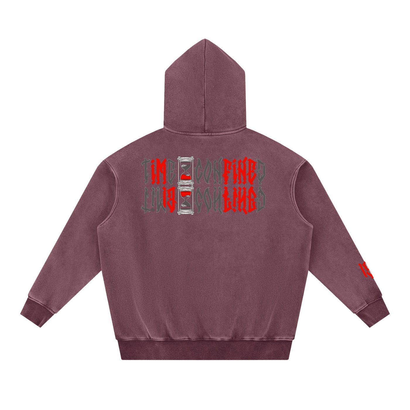 “TIME CONFINED” Snow Wash Fleece Oversize Hoodie - Image 16