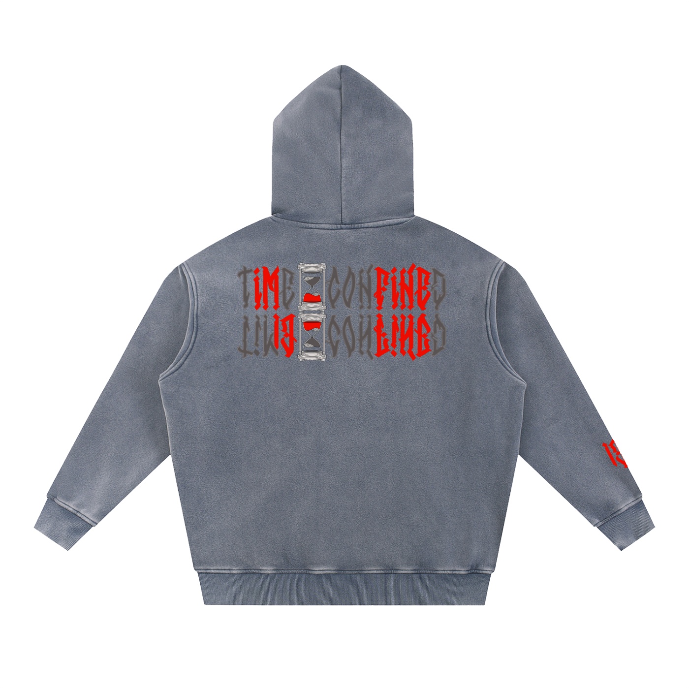 “TIME CONFINED” Snow Wash Fleece Oversize Hoodie - Image 10