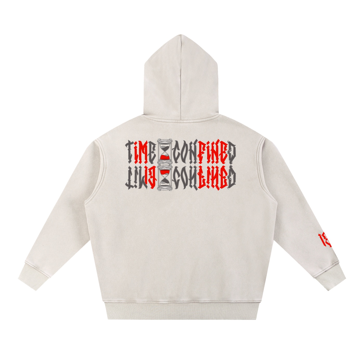 “TIME CONFINED” Snow Wash Fleece Oversize Hoodie