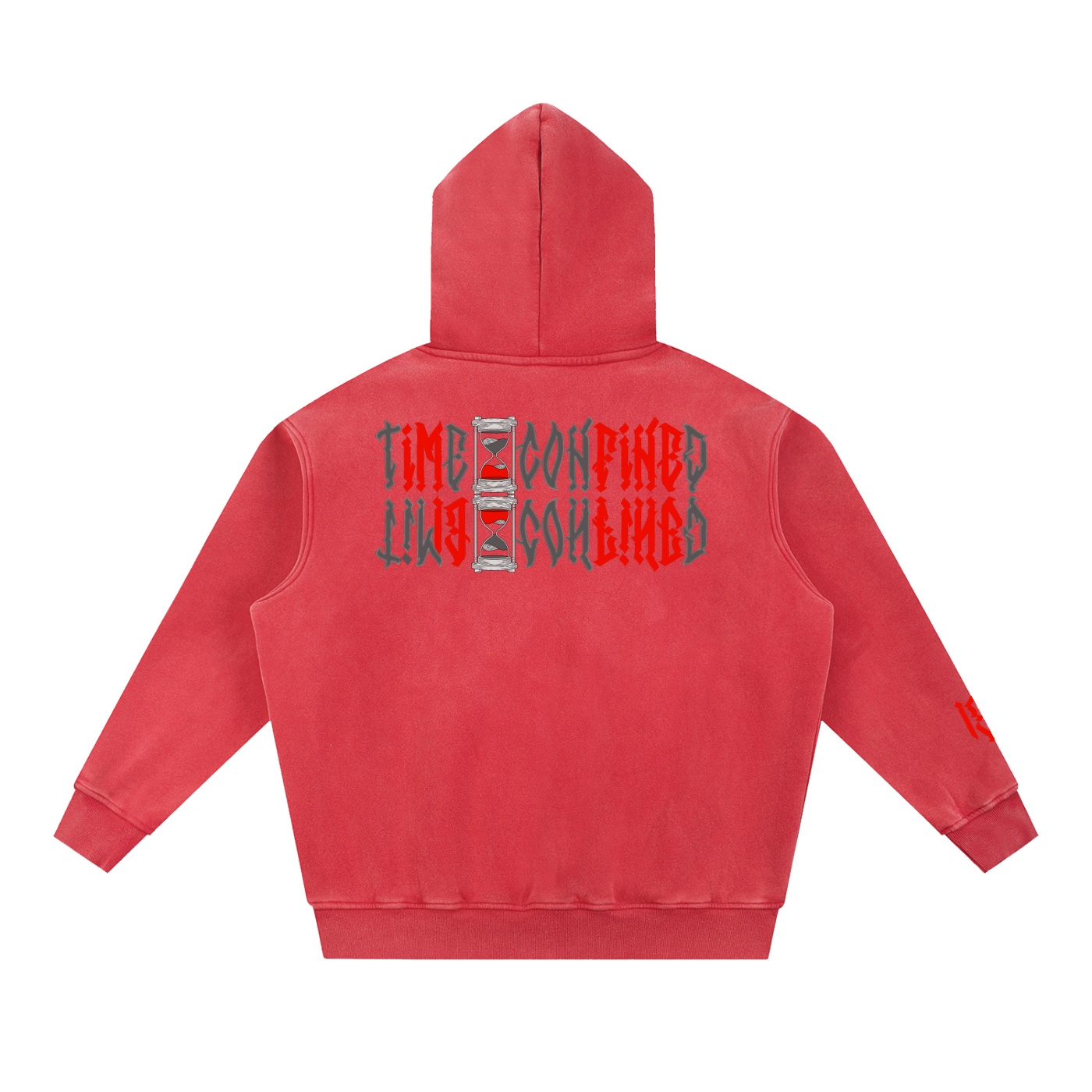 “TIME CONFINED” Snow Wash Fleece Oversize Hoodie - Image 12